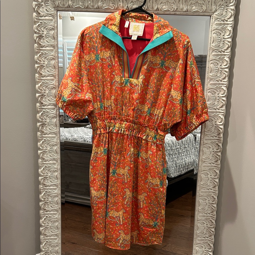 Vibrant Orange Patterned Mini Dress
